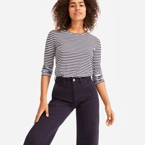 Everlane wide leg crop pant true navy size 16 EUC - Picture 2 of 8